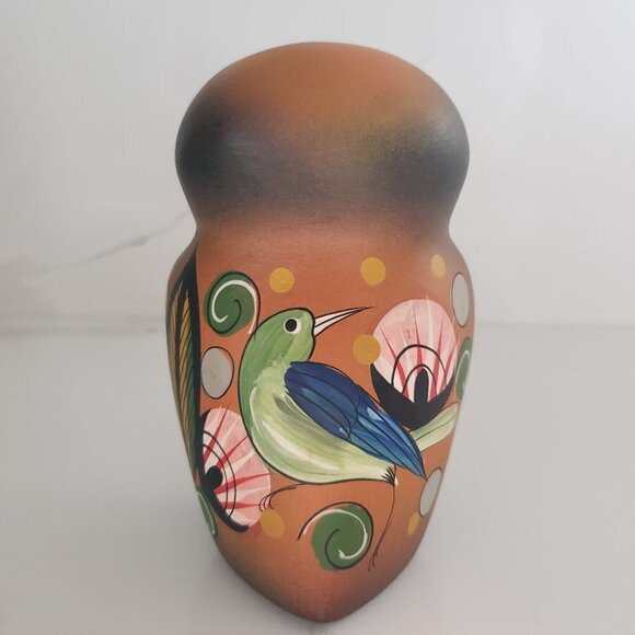 hand Painted Owl Figurine Folk Art 5" tall Brown Standing Owl - Picture 3 of 6